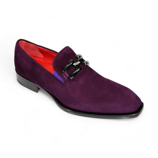 Emilio Franco Francesco Men's Shoes Purple Suede Leather Loafers (EF1214)-AmbrogioShoes