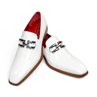 Emilio Franco Francesco Men's Shoes White Calf-Skin Leather Loafers (EF1250)-AmbrogioShoes