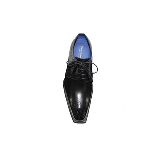 Emilio Franco Gianni Men's Shoes Black Calf-Skin Leather Oxfords (EF1045)-AmbrogioShoes