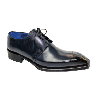 Emilio Franco Gianni Men's Shoes Navy Calf-Skin Leather Oxfords (EF1048)-AmbrogioShoes