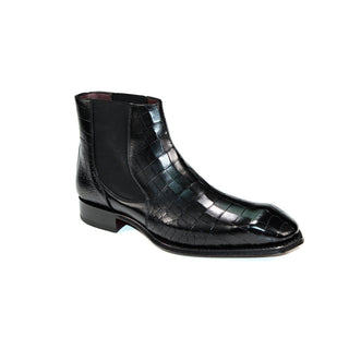 Emilio Franco Giotto Men's Shoes Black Calf Embossed Leather Boots (EF1232)-AmbrogioShoes
