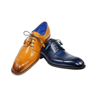 Emilio Franco Girolamo Men's Shoes Navy Calf-Skin Leather Oxfords (EF1166)-AmbrogioShoes