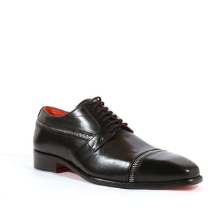 Emilio Franco Italian Mens Shoes Black Leather Oxfords (EF1004)-AmbrogioShoes