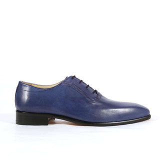 Emilio Franco Italian Mens Shoes Blue Leather Oxfords (EF1002)-AmbrogioShoes