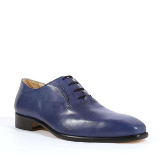 Emilio Franco Italian Men's Designer Shoes Blue Leather Oxfords (EFS1002)-AmbrogioShoes