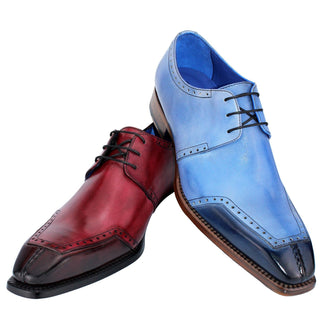 Emilio Franco Italo Men's Shoes Navy/Light Blue Calf-Skin Leather Oxfords (EF1055)-AmbrogioShoes