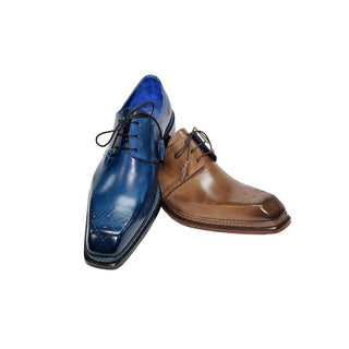 Emilio Franco Lando Men's Shoes Ocean Blue Calf-Skin Leather Oxfords (EF1059)-AmbrogioShoes