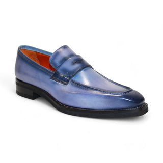 Emilio Franco Mario Men's Shoes Light Blue/Navy Calf-Skin Leather/Croco Print Loafers (EF1258)-AmbrogioShoes