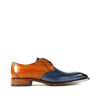 Emilio Franco Maurizio Men's Shoes Navy & Cognac Calf-Skin Leather Oxfords (EFS3721)-AmbrogioShoes
