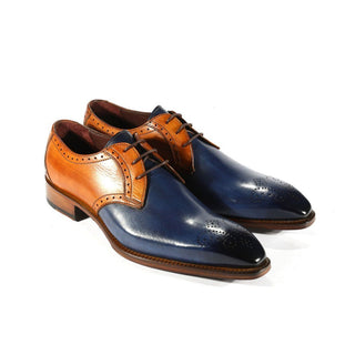 Emilio Franco Maurizio Men's Shoes Navy & Cognac Calf-Skin Leather Oxfords (EFS3721)-AmbrogioShoes