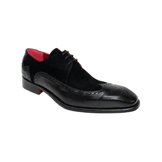 Emilio Franco Mauro Men's Shoes Black Calf/Suede Leather Oxfords (EF1081)-AmbrogioShoes