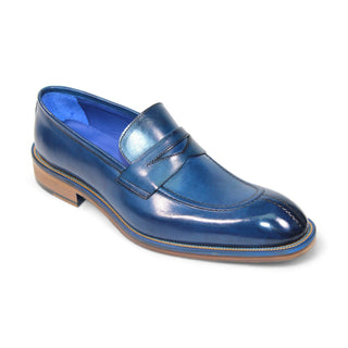 Emilio Franco Mirko Men's Shoes Blue Calf-Skin Leather Loafers (EF1260)-AmbrogioShoes