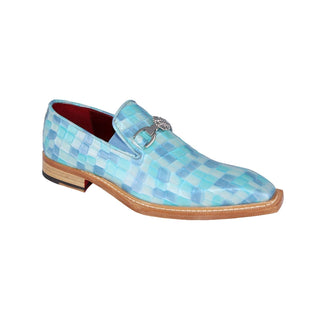 Emilio Franco Narciso Men's Shoes Multi L. Blue Patent Leather Multi Croco Print Loafers (EFC1021)-AmbrogioShoes