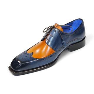 Emilio Franco Orlando Men's Shoes Navy/Gold Calf-Skin Leather Oxfords (EF1265)-AmbrogioShoes