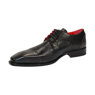 Emilio Franco Samuele Men's Shoes Black Calf-Skin/Deer Leather Oxfords (EF1269)-AmbrogioShoes