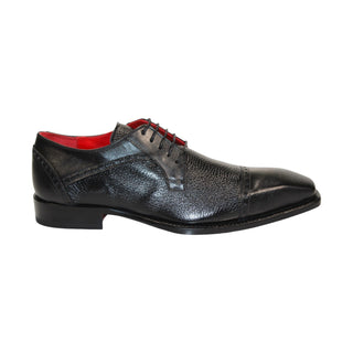 Emilio Franco Samuele Men's Shoes Black Calf-Skin/Deer Leather Oxfords (EF1269)-AmbrogioShoes