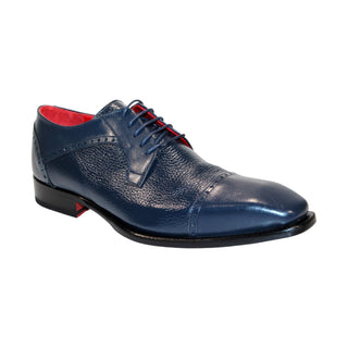 Emilio Franco Samuele Men's Shoes Navy Calf-Skin/Deer Leather Oxfords (EF1271)-AmbrogioShoes