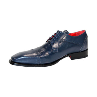 Emilio Franco Samuele Men's Shoes Navy Calf-Skin/Deer Leather Oxfords (EF1271)-AmbrogioShoes