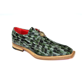 Emilio Franco Santo Men's Shoes Green Multi Patent Leather Multi Croco Print Oxford (EFC1102)-AmbrogioShoes