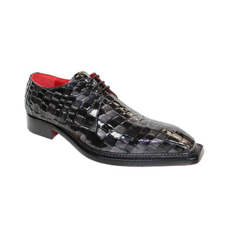 Emilio Franco Santo Men's Shoes Mutli Black Patent Leather Multi Croco Print Oxfords (EFC1024)-AmbrogioShoes