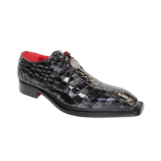 Emilio Franco Santo Men's Shoes Mutli Black Patent Leather Multi Croco Print Oxfords (EFC1024)-AmbrogioShoes