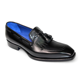 Emilio Franco Tommaso Men's Shoes Black Calf-Skin Leather Loafers (EF1272)-AmbrogioShoes