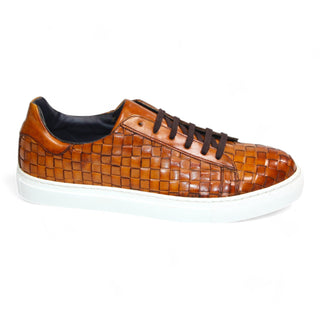 Emilio Franco Tropea Men's Shoes Cognac Calf-Skin Basket Weave (EF1275)-AmbrogioShoes