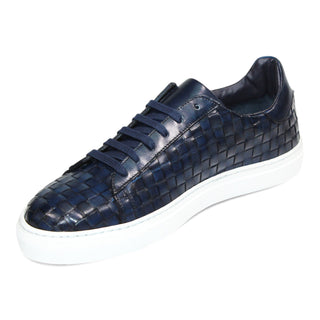 Emilio Franco Tropea Men's Shoes Navy Calf-Skin Basket Weave (EF1276)-AmbrogioShoes