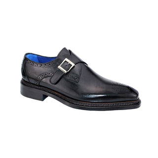 Emilio Franco Uberto Men's Shoes Black Calf-Skin Leather Monkstraps (EF1109)-AmbrogioShoes