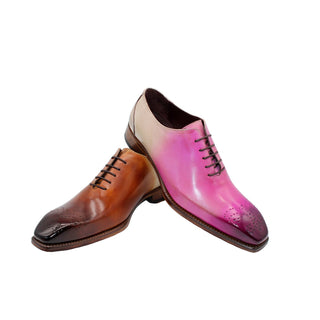 Emilio Franco Uberto Men's Shoes Pink Combination Suede Leather Oxfords (EF1108)-AmbrogioShoes