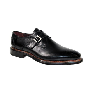 Emilio Franco Vincenzo Men's Shoes Black Calf-Skin Leather Monkstraps (EF1183)-AmbrogioShoes
