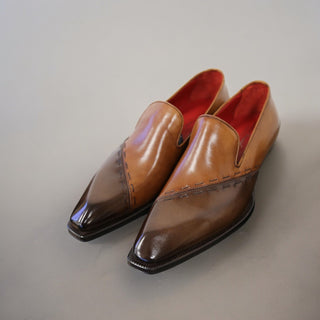 Emilio Franco Vittorio Men's Shoes Brown/Cognac Calf-Skin Leather Loafers (EF1240)-AmbrogioShoes