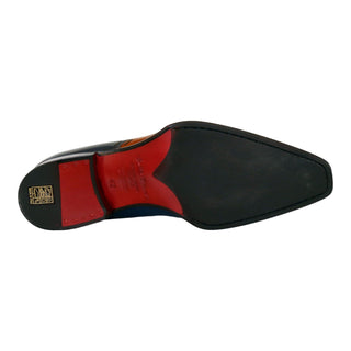 Emilio Franco Vittorio Men's Shoes Gold/Blue Calf-Skin Leather Loafers (EF1241)-AmbrogioShoes