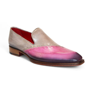 Emilio Franco Vittorio Men's Shoes Pink/Light Grey Calf-Skin Leather Loafers (EF1278)-AmbrogioShoes