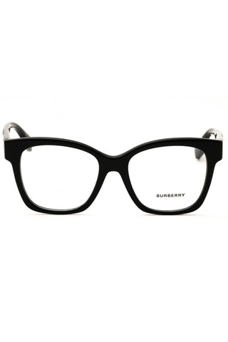 Burberry 0BE2363 women's rectangular eyeglasses in polished black acetate with a classic, sophisticated frame design.