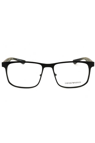 Emporio Armani 0EA1163 men's rectangular eyeglasses featuring a sleek black metal frame and minimalist design.