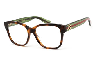 Gucci GG0038ON Eyeglasses HAVANA/GREEN/Clear demo lens