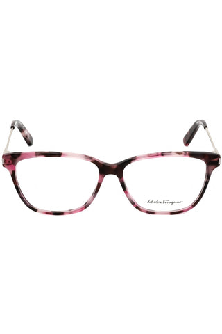 Salvatore Ferragamo SF2851 rectangular eyeglasses in a pink and black tortoiseshell acetate frame with slim metal temples.