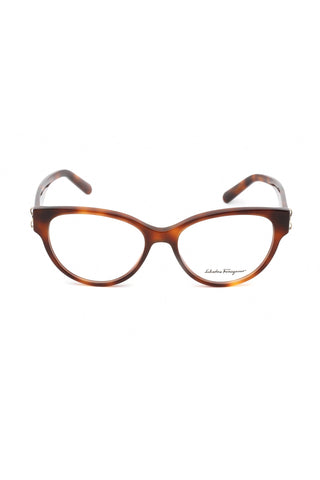 Salvatore Ferragamo SF2863 women's cat eye eyeglasses in a polished brown tortoiseshell plastic frame.