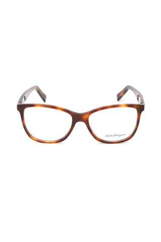 Salvatore Ferragamo SF2903 women's rectangular eyeglasses in a polished brown tortoiseshell acetate frame.
