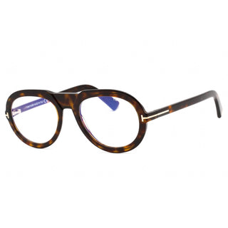 Tom Ford FT5756-B Eyeglasses Dark Havana / Clear/Blue Block Lenses