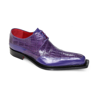 Fennix Frank Men's Shoes Purple Calf Leather/Alligator Exoctic Oxfords (FX1138)