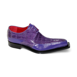 Fennix Frank Men's Shoes Purple Calf Leather/Alligator Exoctic Oxfords (FX1138)