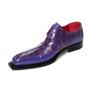 Fennix Frank Men's Shoes Purple Calf Leather/Alligator Exoctic Oxfords (FX1138)