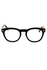 001 - shiny black/clear/blue-light block lens