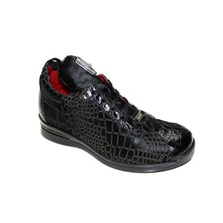 Fennix Bentley Men's Shoes Black Alligator/Pony Exotic Sneakers (FX1122)