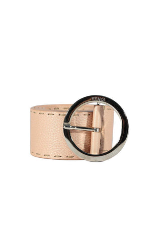 Fendi 8C0126 Women's Wide Belt Nuz Calf Leather Brown Silver Hardware (FFB1600)