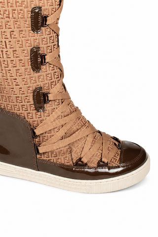 Fendi Boots Winter Snow Women's Boots Beige Zuccino (FFW41)
