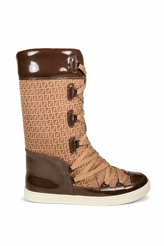 Fendi Boots Winter Snow Women's Boots Beige Zuccino (FFW41)