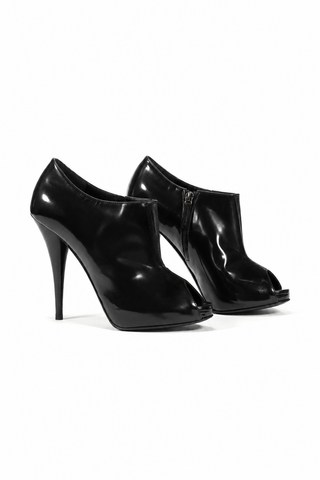 Fendi Designer Shoes Black Patent Boots Short Bootie (FFW05)